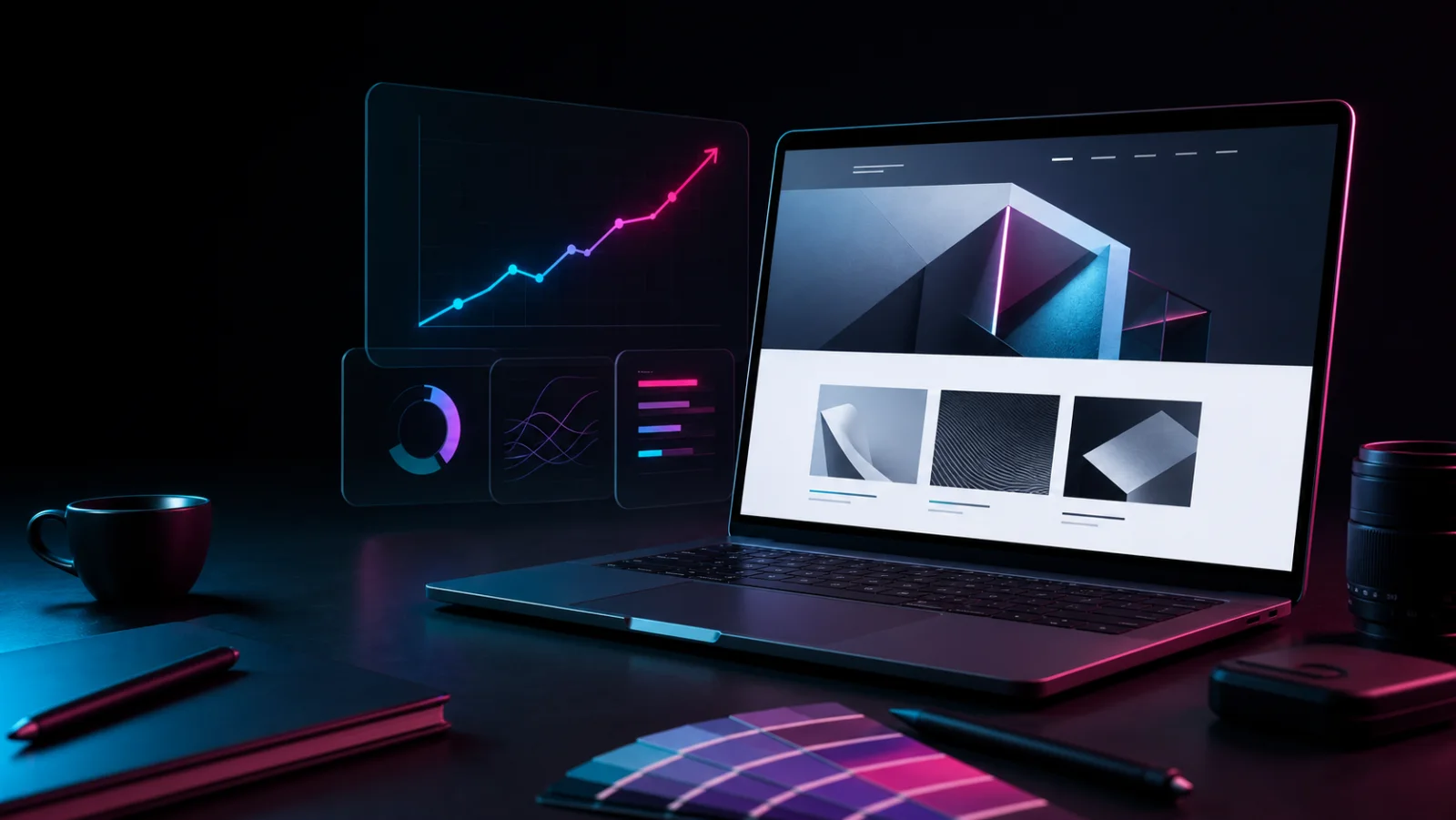 Website redesign planning dashboard representing cost, performance and business growth in 2026